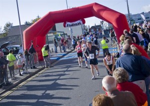 Tony crosses the finish line